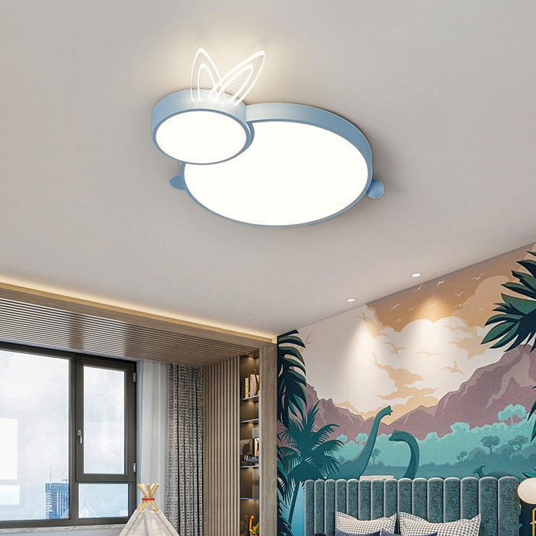 Lumendat Contemporary Creative Iron & Acrylic Rabbit-Shaped LED Flush Mount Ceiling Light For Kids Bedroom & Living Room Lumendat