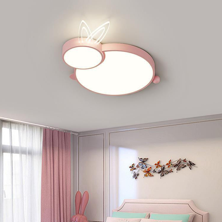 Lumendat Contemporary Creative Iron & Acrylic Rabbit-Shaped LED Flush Mount Ceiling Light For Kids Bedroom & Living Room Lumendat