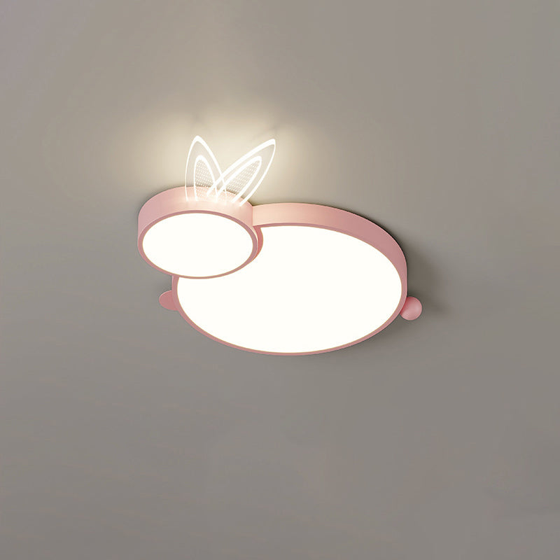Lumendat Contemporary Creative Iron & Acrylic Rabbit-Shaped LED Flush Mount Ceiling Light For Kids Bedroom & Living Room Lumendat