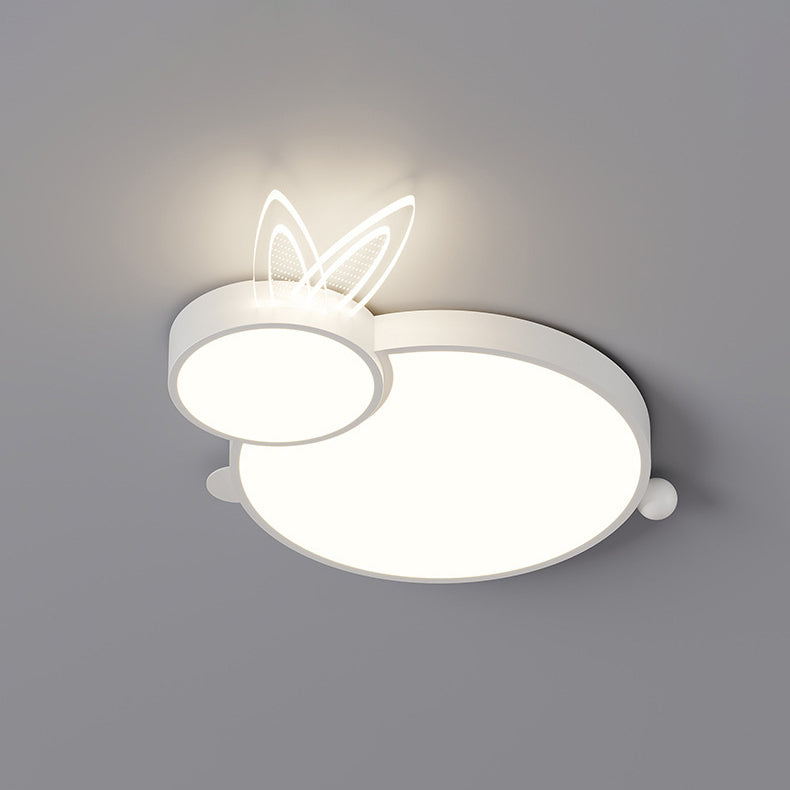 Lumendat Contemporary Creative Iron & Acrylic Rabbit-Shaped LED Flush Mount Ceiling Light For Kids Bedroom & Living Room Lumendat