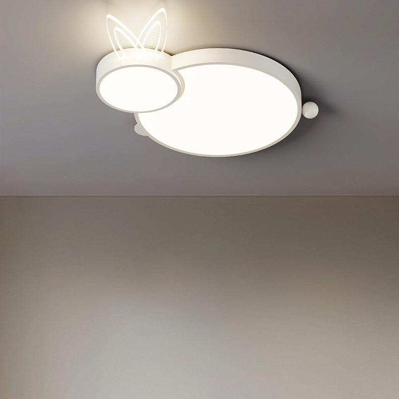 Lumendat Contemporary Creative Iron & Acrylic Rabbit-Shaped LED Flush Mount Ceiling Light For Kids Bedroom & Living Room Lumendat
