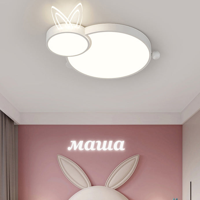 Lumendat Contemporary Creative Iron & Acrylic Rabbit-Shaped LED Flush Mount Ceiling Light For Kids Bedroom & Living Room Lumendat
