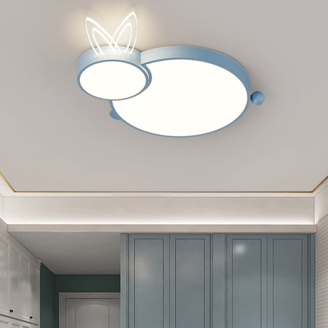 Lumendat Contemporary Creative Iron & Acrylic Rabbit-Shaped LED Flush Mount Ceiling Light For Kids Bedroom & Living Room Lumendat