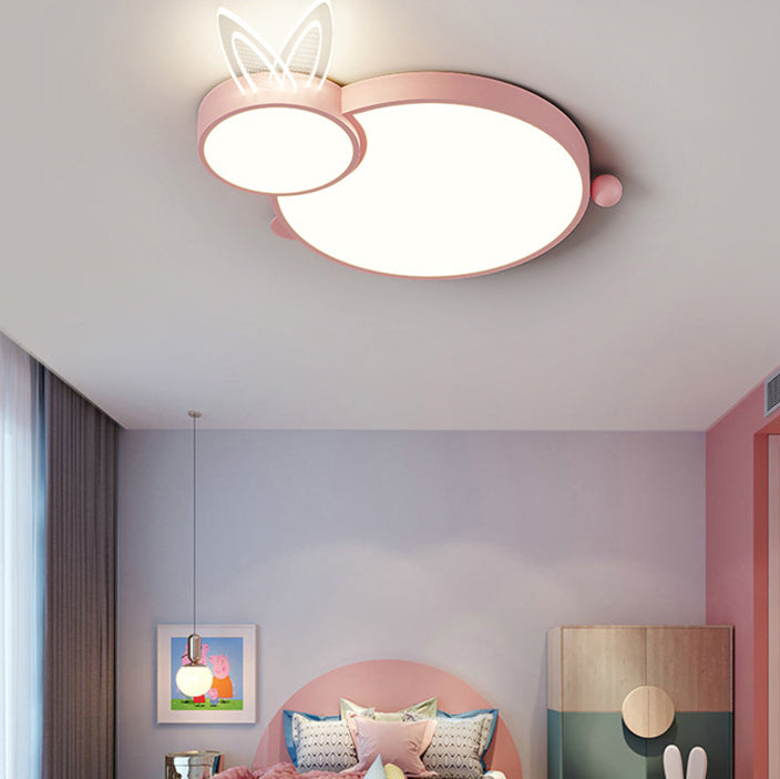 Lumendat Contemporary Creative Iron & Acrylic Rabbit-Shaped LED Flush Mount Ceiling Light For Kids Bedroom & Living Room Lumendat