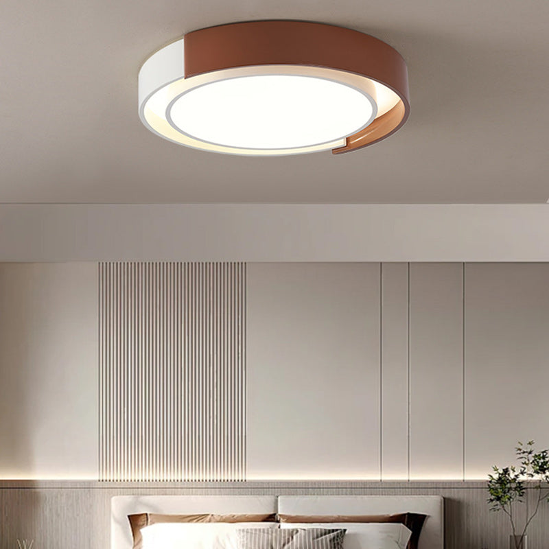 Modern Minimalist Metal PE Round LED Flush Mount Ceiling Light For Bedroom And Living Room
