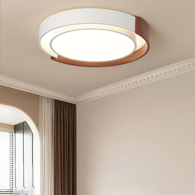 Modern Minimalist Metal PE Round LED Flush Mount Ceiling Light For Bedroom And Living Room