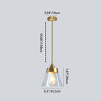 Contemporary Nordic Brass Glass Conical 1-Light Pendant Light For Bedroom, Living Room And Dining Room