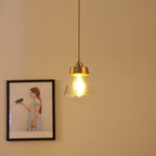 Contemporary Nordic Brass Glass Conical 1-Light Pendant Light For Bedroom, Living Room And Dining Room