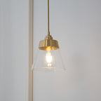 Contemporary Nordic Brass Glass Conical 1-Light Pendant Light For Bedroom, Living Room And Dining Room