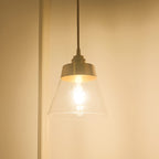 Contemporary Nordic Brass Glass Conical 1-Light Pendant Light For Bedroom, Living Room And Dining Room