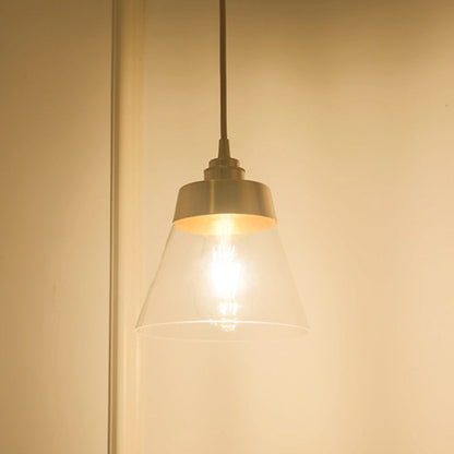 Contemporary Nordic Brass Glass Conical 1-Light Pendant Light For Bedroom, Living Room And Dining Room