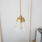 Contemporary Nordic Brass Glass Conical 1-Light Pendant Light For Bedroom, Living Room And Dining Room