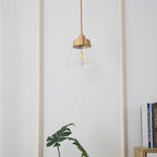 Contemporary Nordic Brass Glass Conical 1-Light Pendant Light For Bedroom, Living Room And Dining Room