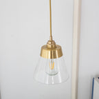Contemporary Nordic Brass Glass Conical 1-Light Pendant Light For Bedroom, Living Room And Dining Room