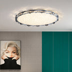 Modern Luxury Crystal & Metal Round LED Flush Mount Ceiling Light For Bedroom & Living Room