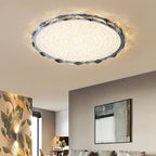 Modern Luxury Crystal & Metal Round LED Flush Mount Ceiling Light For Bedroom & Living Room