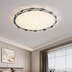 Modern Luxury Crystal & Metal Round LED Flush Mount Ceiling Light For Bedroom & Living Room