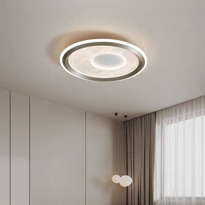 Modern Minimalist Aluminum, Iron & Acrylic Round LED Flush Mount Ceiling Light For Bedroom & Living Room