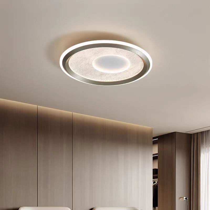 Modern Minimalist Aluminum, Iron & Acrylic Round LED Flush Mount Ceiling Light For Bedroom & Living Room