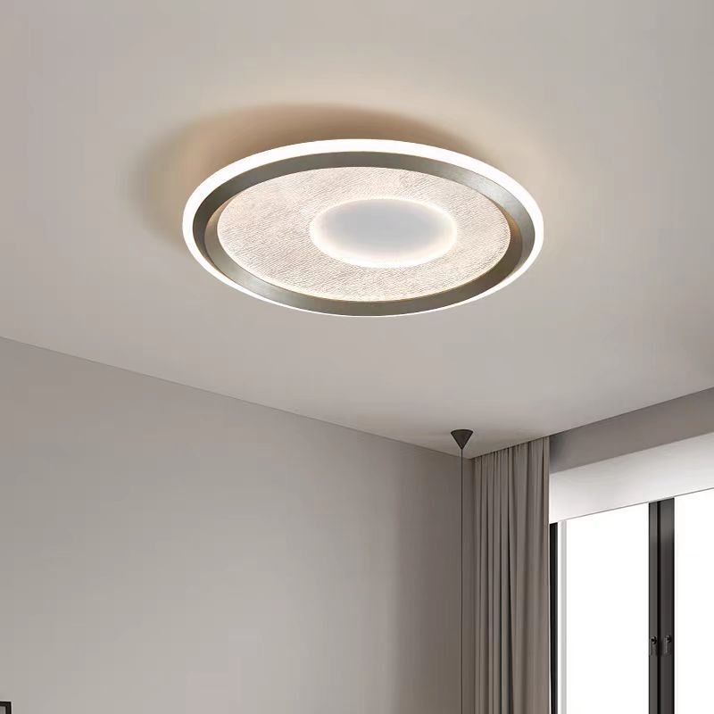 Modern Minimalist Aluminum, Iron & Acrylic Round LED Flush Mount Ceiling Light For Bedroom & Living Room