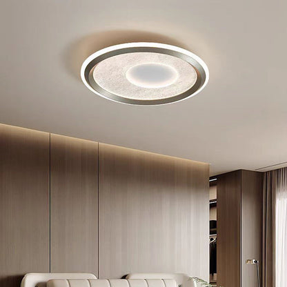 Modern Minimalist Aluminum, Iron & Acrylic Round LED Flush Mount Ceiling Light For Bedroom & Living Room