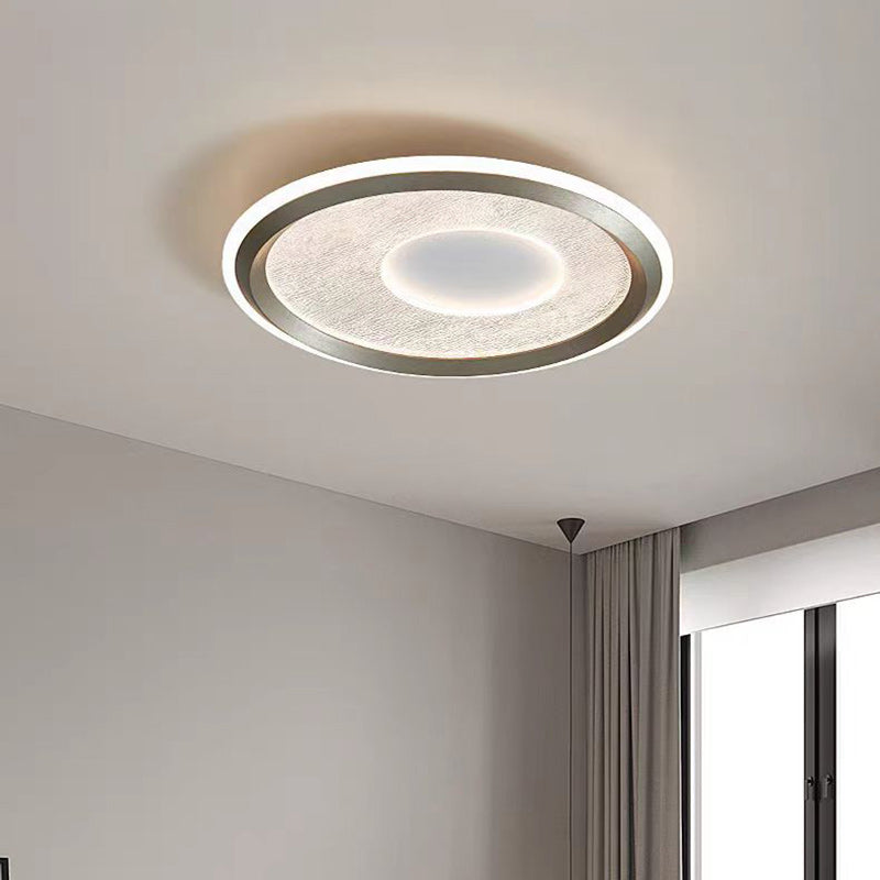 Modern Minimalist Aluminum, Iron & Acrylic Round LED Flush Mount Ceiling Light For Bedroom & Living Room