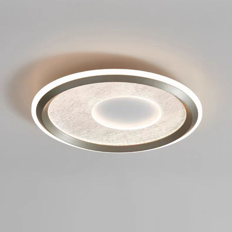Modern Minimalist Aluminum, Iron & Acrylic Round LED Flush Mount Ceiling Light For Bedroom & Living Room