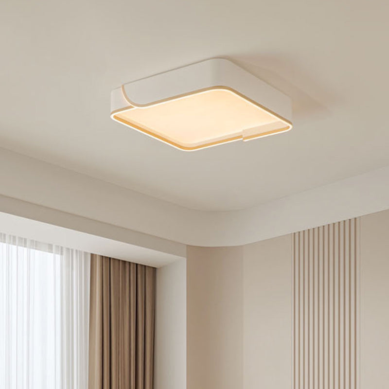 Contemporary Nordic Iron Aluminum & PC Geometric LED Flush Mount Ceiling Light For Bedroom & Living Room