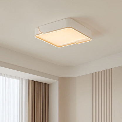 Contemporary Nordic Iron Aluminum & PC Geometric LED Flush Mount Ceiling Light For Bedroom & Living Room
