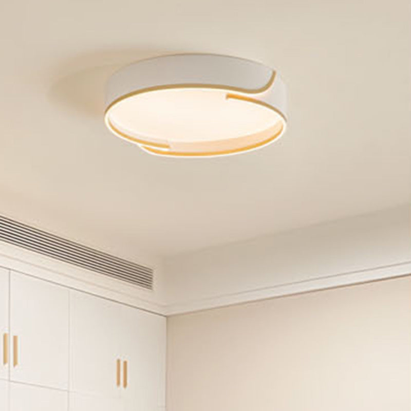 Contemporary Nordic Iron Aluminum & PC Geometric LED Flush Mount Ceiling Light For Bedroom & Living Room