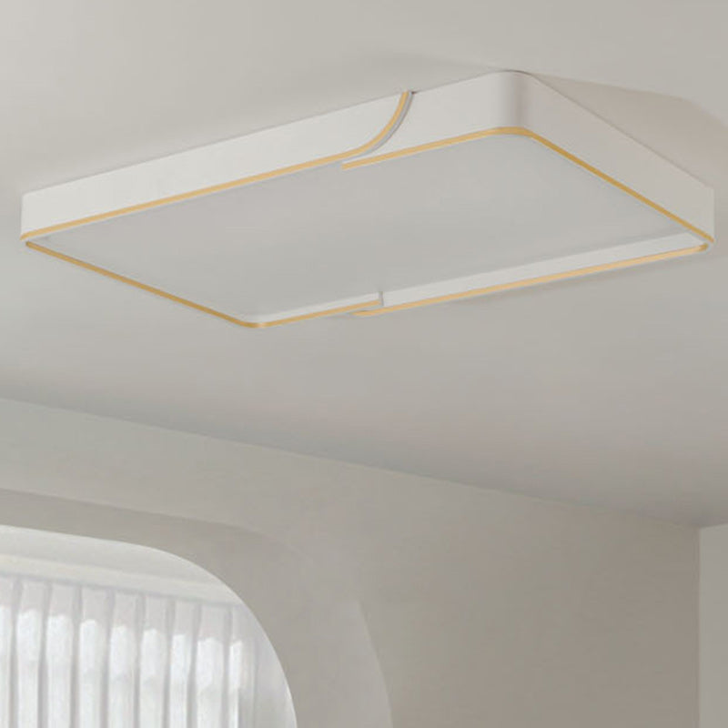 Contemporary Nordic Iron Aluminum & PC Geometric LED Flush Mount Ceiling Light For Bedroom & Living Room