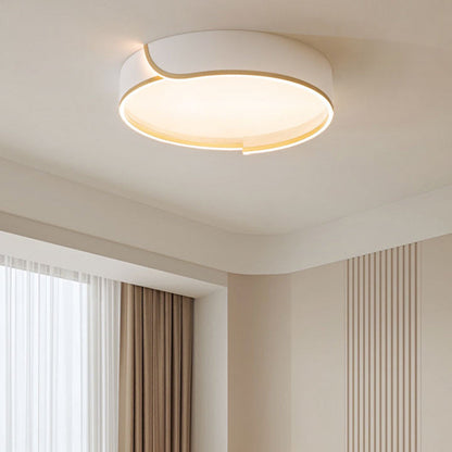 Contemporary Nordic Iron Aluminum & PC Geometric LED Flush Mount Ceiling Light For Bedroom & Living Room
