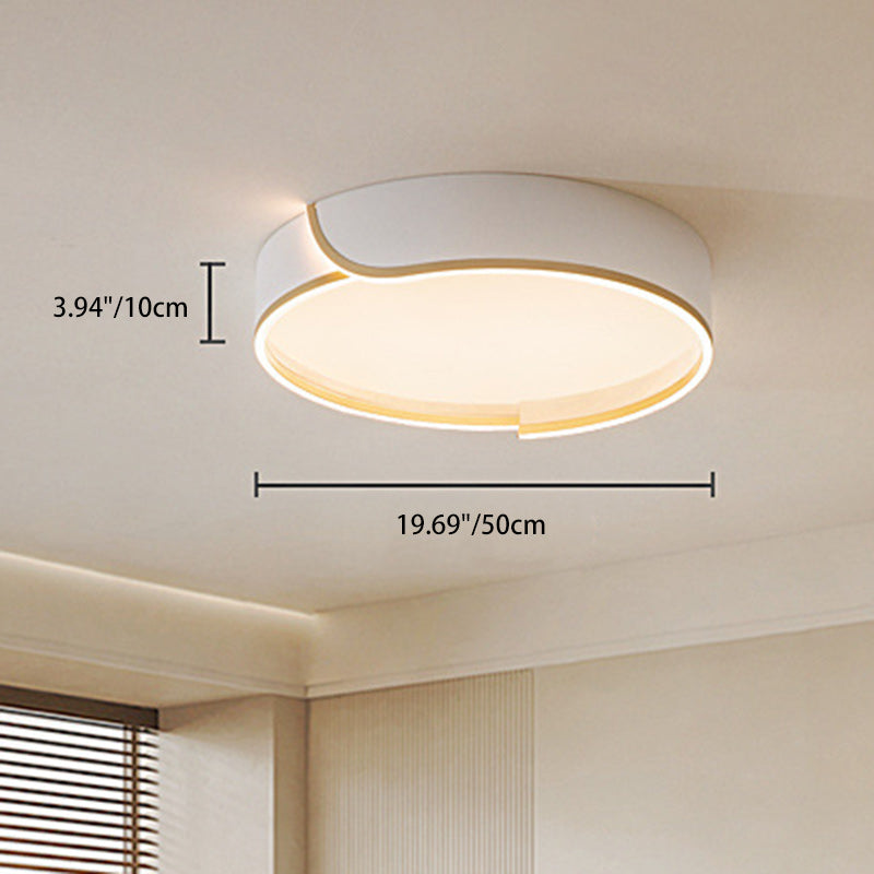 Contemporary Nordic Iron Aluminum & PC Geometric LED Flush Mount Ceiling Light For Bedroom & Living Room