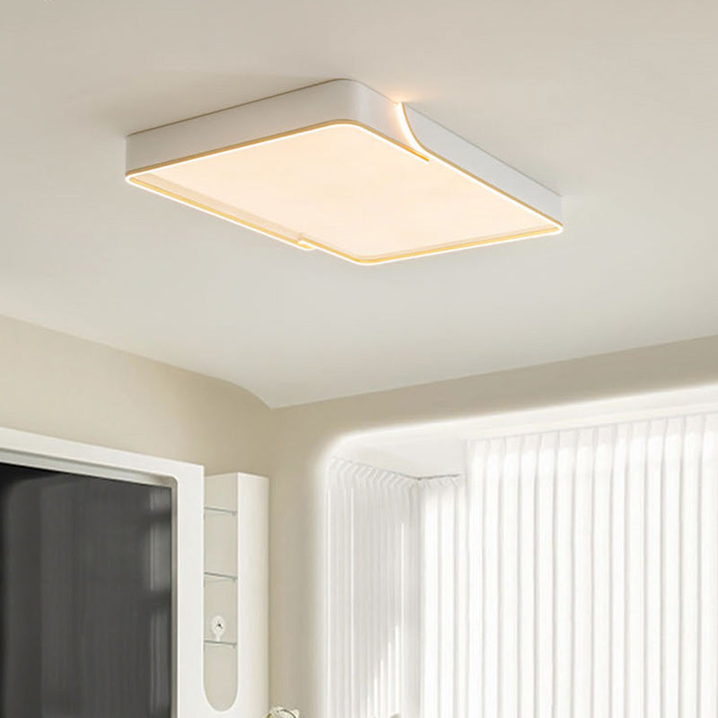 Contemporary Nordic Iron Aluminum & PC Geometric LED Flush Mount Ceiling Light For Bedroom & Living Room