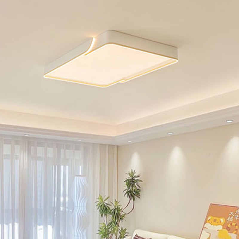 Contemporary Nordic Iron Aluminum & PC Geometric LED Flush Mount Ceiling Light For Bedroom & Living Room