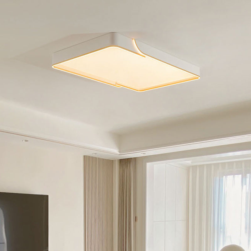 Contemporary Nordic Iron Aluminum & PC Geometric LED Flush Mount Ceiling Light For Bedroom & Living Room