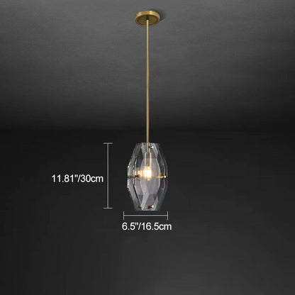 Modern Luxury Crystal & Brass Geometric 1-Light Pendant Light For Bedroom, Living Room & Dining Room