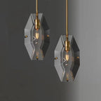 Modern Luxury Crystal & Brass Geometric 1-Light Pendant Light For Bedroom, Living Room & Dining Room