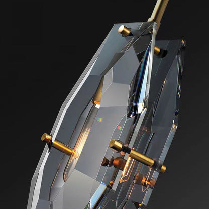 Modern Luxury Crystal & Brass Geometric 1-Light Pendant Light For Bedroom, Living Room & Dining Room
