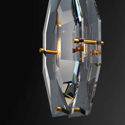 Modern Luxury Crystal & Brass Geometric 1-Light Pendant Light For Bedroom, Living Room & Dining Room