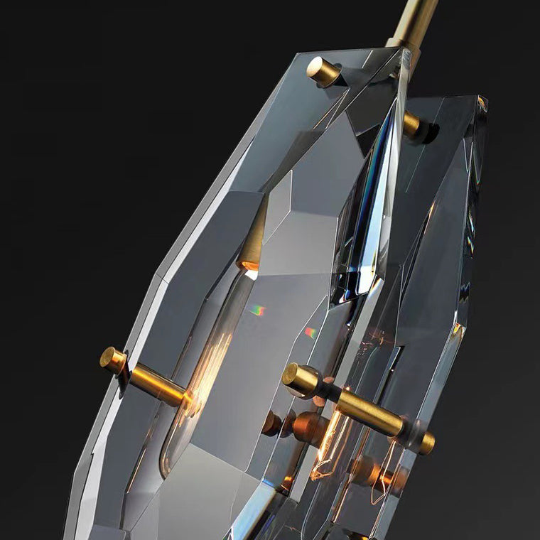 Modern Luxury Crystal & Brass Geometric 1-Light Pendant Light For Bedroom, Living Room & Dining Room