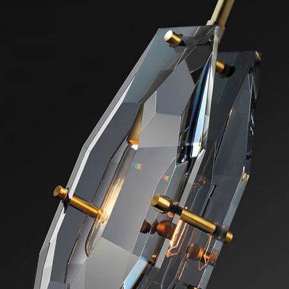 Modern Luxury Crystal & Brass Geometric 1-Light Pendant Light For Bedroom, Living Room & Dining Room