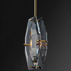 Modern Luxury Crystal & Brass Geometric 1-Light Pendant Light For Bedroom, Living Room & Dining Room