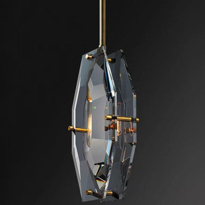 Modern Luxury Crystal & Brass Geometric 1-Light Pendant Light For Bedroom, Living Room & Dining Room