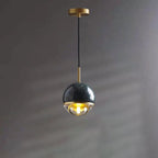 Contemporary Nordic Iron & Glass Globe 1-light Pendant Light with Adjustable Cord for Bedroom, Living Room & Dining Room BulbSquare