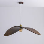 Traditional Japanese Wood Leaf-shaped 1-light Pendant Light for Dining Room, Bedroom & Living Room