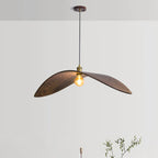 Traditional Japanese Wood Leaf-shaped 1-light Pendant Light for Dining Room, Bedroom & Living Room