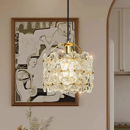 Traditional French Wood Petal 1-Light Pendant Light For Dining Room, Bedroom & Living Room