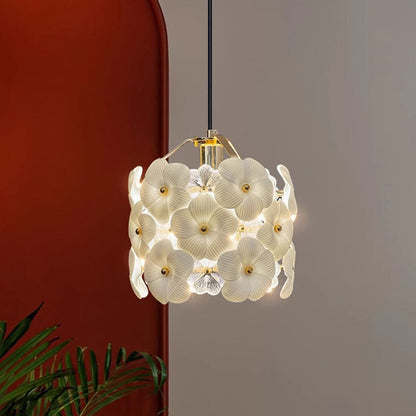 Traditional French Wood Petal 1-Light Pendant Light For Dining Room, Bedroom & Living Room