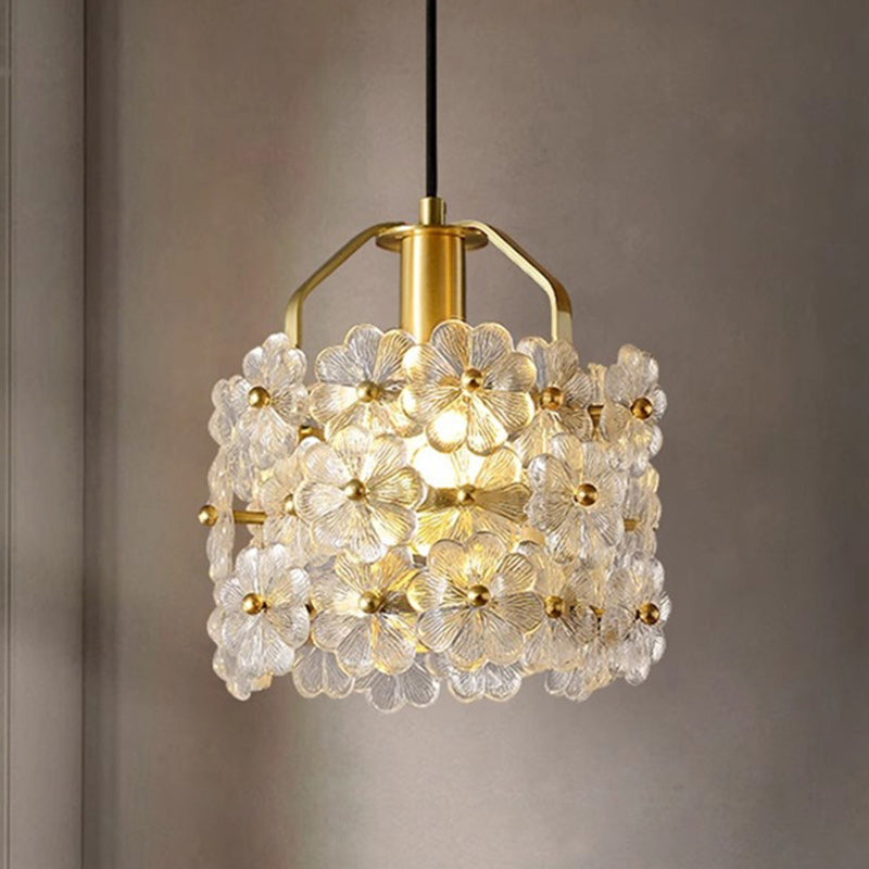 Traditional French Wood Petal 1-Light Pendant Light For Dining Room, Bedroom & Living Room